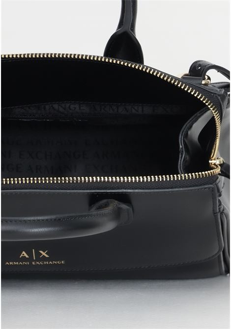 Black women's shoulder bag with logo and padlock ARMANI EXCHANGE | 9491624F77900020